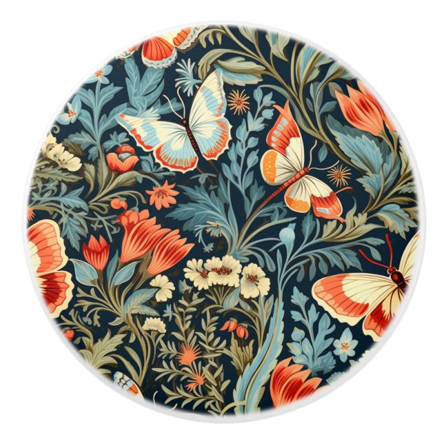 Dark Botanical Butterfly Knob (Front)