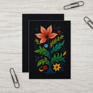 Dark Botanical Folk Art Vibrant Moody Floral Business Card