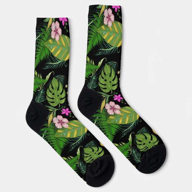 "Dark Botanical Garden – Vintage Floral Pattern" Socks (Right)