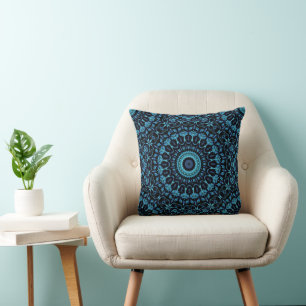 Dark Botanical Noir Mandala Cushion