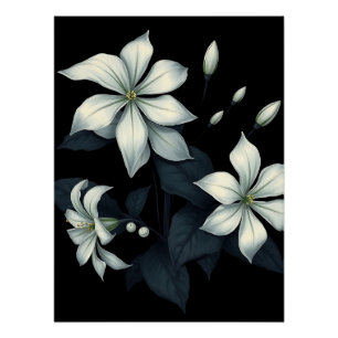 Dark Botanical of Night Blooming Jasmine  Poster