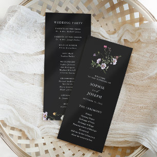 Dark Botanical Wildflowers   Elegant Wedding Program