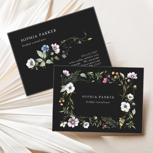 Dark Botanical Wildflowers Girly and Elegant Business Card
