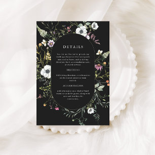Dark Botanical Wildflowers   Wedding Details Enclosure Card