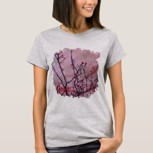 Dark Branches With Red Buds Watercolor T-Shirt