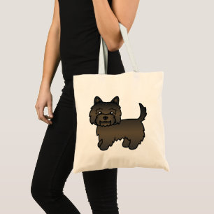 Dark Brindle Cairn Terrier Cartoon Dog Tote Bag