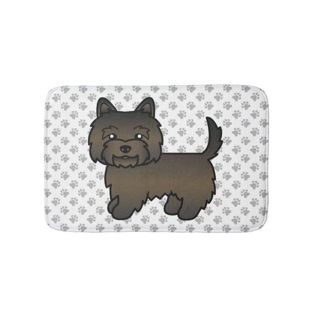 Dark Brindle Cairn Terrier Cute Cartoon Dog Bath Mat (Front)