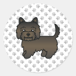 Dark Brindle Cairn Terrier Cute Cartoon Dog Classic Round Sticker