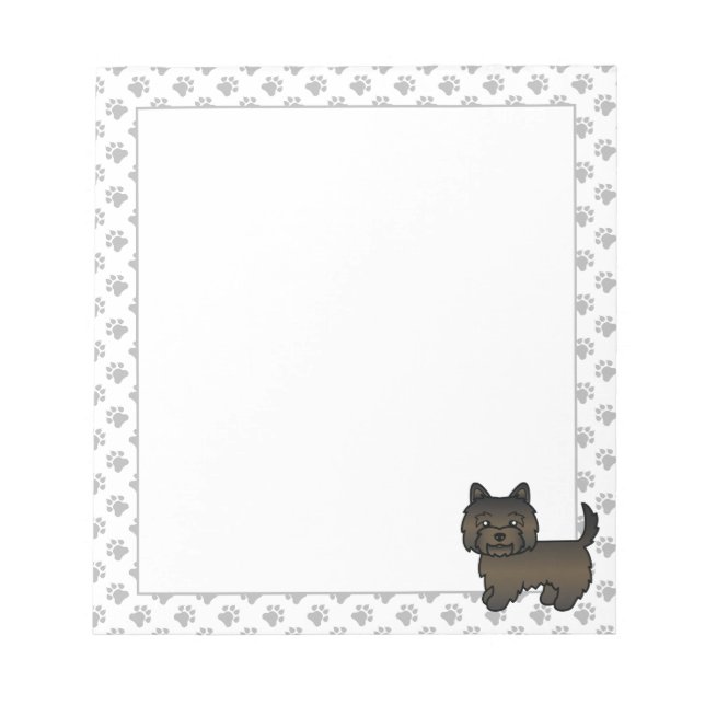Dark Brindle Cairn Terrier Cute Cartoon Dog Notepad (Front)