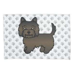 Dark Brindle Cairn Terrier Cute Cartoon Dog Pillowcase