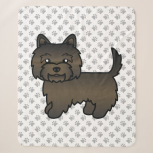 Dark Brindle Cairn Terrier Cute Cartoon Dog Sherpa Blanket
