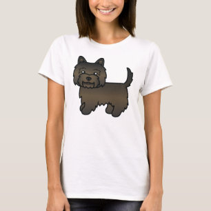 Dark Brindle Cairn Terrier Cute Cartoon Dog T-Shirt