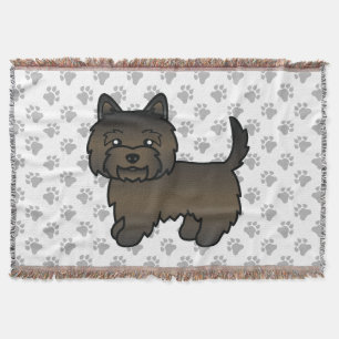 Dark Brindle Cairn Terrier Cute Cartoon Dog Throw Blanket