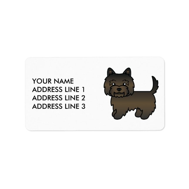 Dark Brindle Cairn Terrier Cute Dog & Custom Text Label (Front)