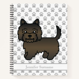 Dark Brindle Cairn Terrier Cute Dog & Custom Text Notebook