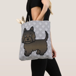 Dark Brindle Cairn Terrier Dog Cute Illustration Tote Bag