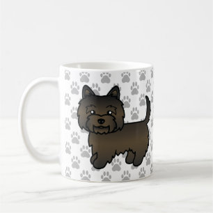 Dark Brindle Cairn Terrier Dog Illustration & Paws Coffee Mug