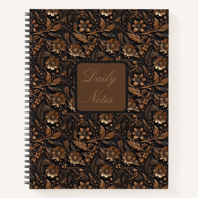 Dark Bronze Embossed Floral Notebook (Front)