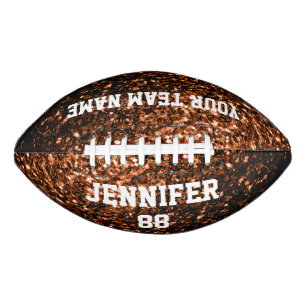 Dark bronze glitter sparkles Your name Team Football