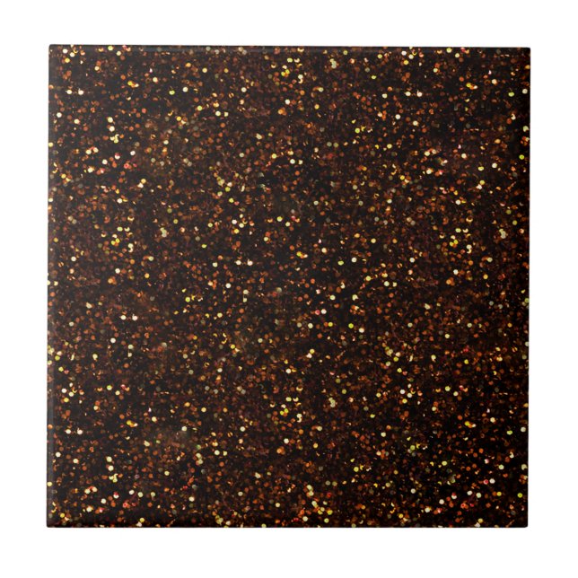 Dark Bronze Orange Glitter Ceramic Tile (Front)