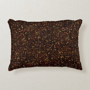 Dark Bronze Orange Glitter Decorative Cushion