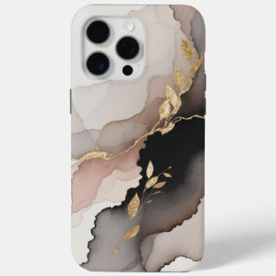 Dark Brown Abstract iPhone Case with Elegant Gold