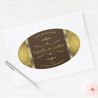 Dark Brown and Gold Glitter Borders Product Labels