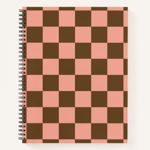 Dark Brown and Light Pink Chequerboard Notebook