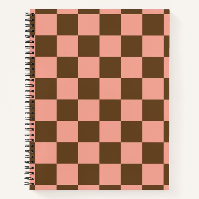 Dark Brown and Light Pink Chequerboard Notebook (Front)