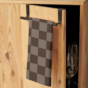 Dark Brown and Quincy Checkerboard Tea Towel