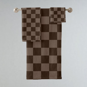 Dark Brown and Quincy Chequerboard Bath Towel Set
