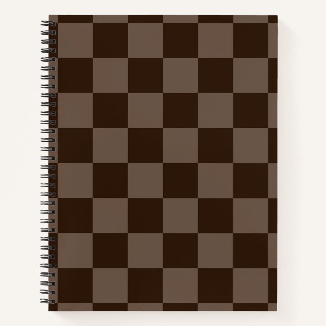 Dark Brown and Quincy Chequerboard Notebook (Front)