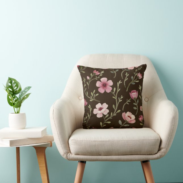 Dark Brown And Rosy Pinks Cushion (Chair)
