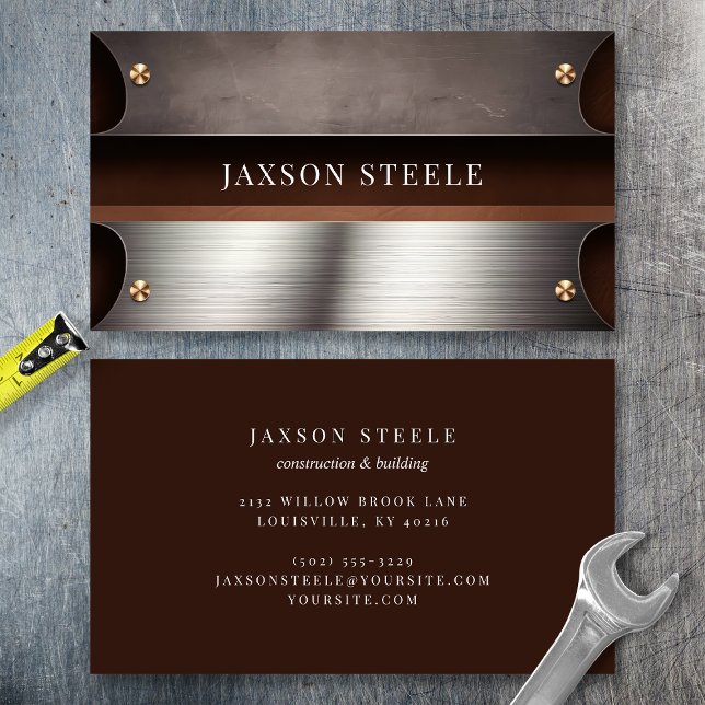 Dark Brown and Steel Industrial  Business Card (Creator Uploaded)