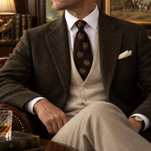 Dark Brown Antique Gold Wild Turkey Heritage Tie