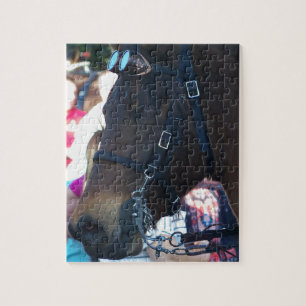 Dark Brown Arabian Horse wearing goggles Jigsaw Puzzle