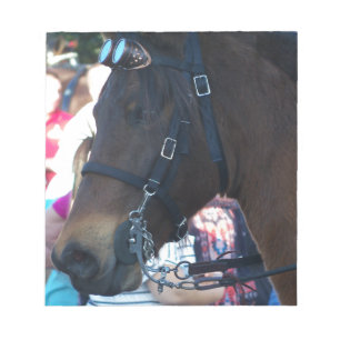Dark Brown Arabian Horse wearing goggles Notepad