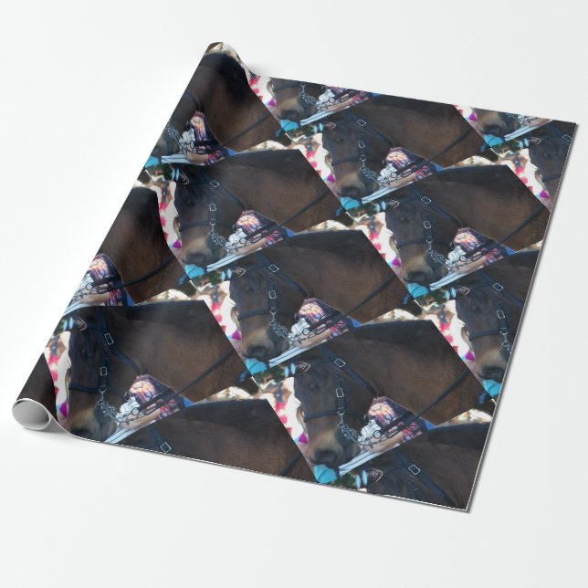 Dark Brown Arabian Horse wearing goggles Wrapping Paper (Unrolled)