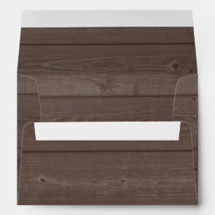 Dark brown barn wood grain wedding envelopes