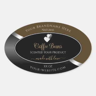 Dark Brown Black Wavy Silver Hearts Product Labels