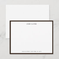 Dark brown border Formal flat Note Card