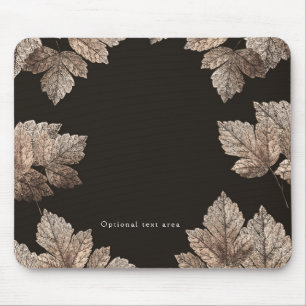 Dark Brown & Bronze Leaves Rustic Fall Glam Mouse Pad