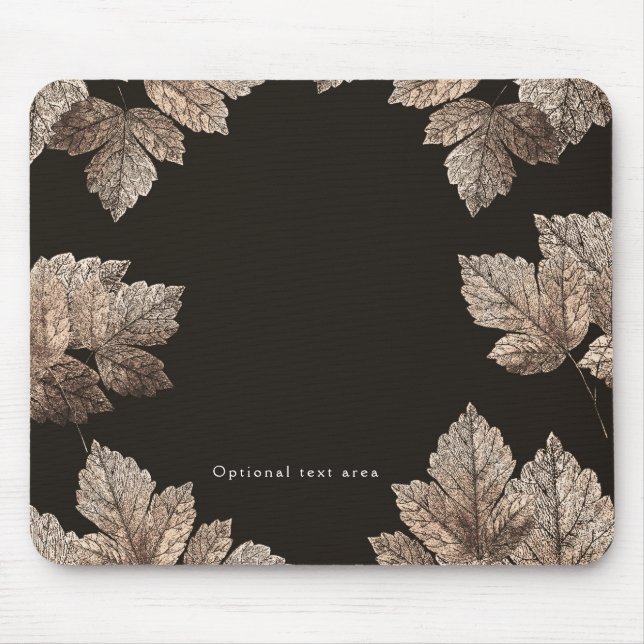 Dark Brown & Bronze Leaves Rustic Fall Glam Mouse Pad (Front)