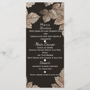 Dark Brown & Bronze Leaves Rustic Fall Menu