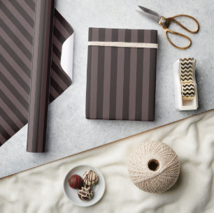 Dark Brown & Brown Stone Stripes Wrapping Paper