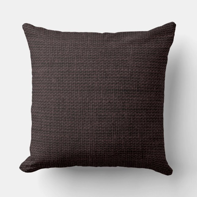 Dark Brown Burlap Linen Rustic Jute Cushion (Front)