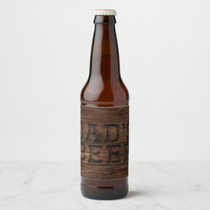 Dark Brown Carved Wood Dad's Beer Beer Bottle Label