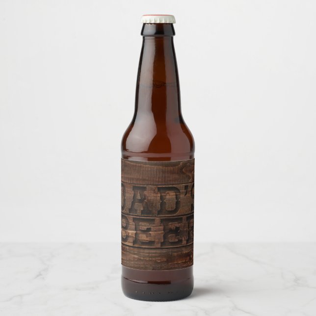 Dark Brown Carved Wood Dad's Beer Beer Bottle Label (Front)