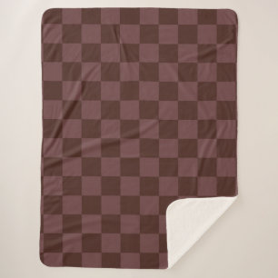 Dark Brown Checkerboard Sherpa Blanket
