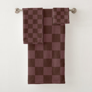 Dark Brown Chequerboard Bath Towel Set